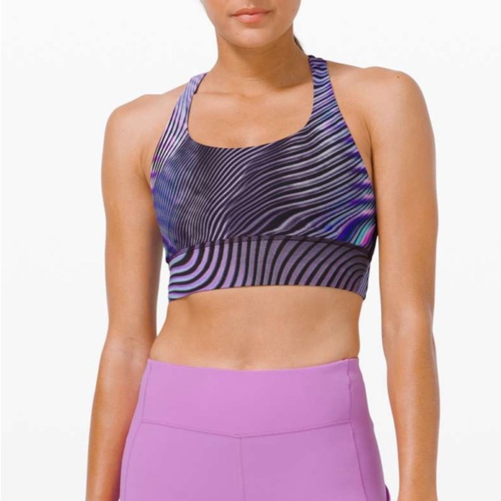 Lululemon Seawheeze Energy Bra NWT Size 6 purple fast lane multi Sw 6 8 12